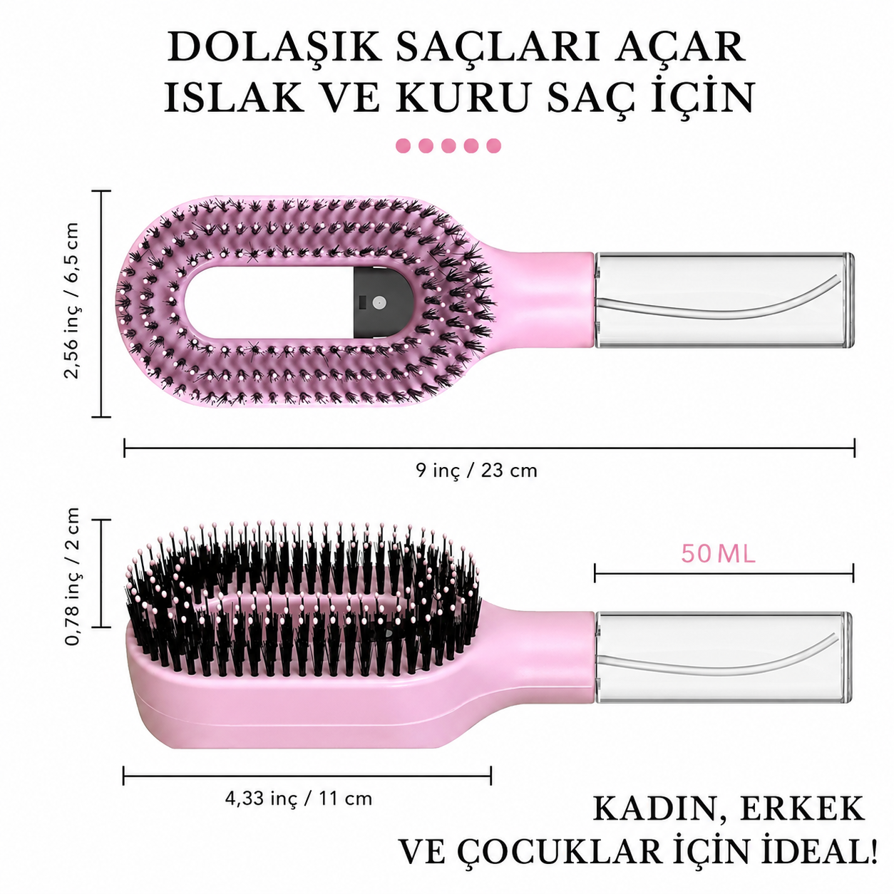 Spreya™ 2'si 1 Arada Su Püskürtmeli Dolaşık Açıcı Saç Fırçası